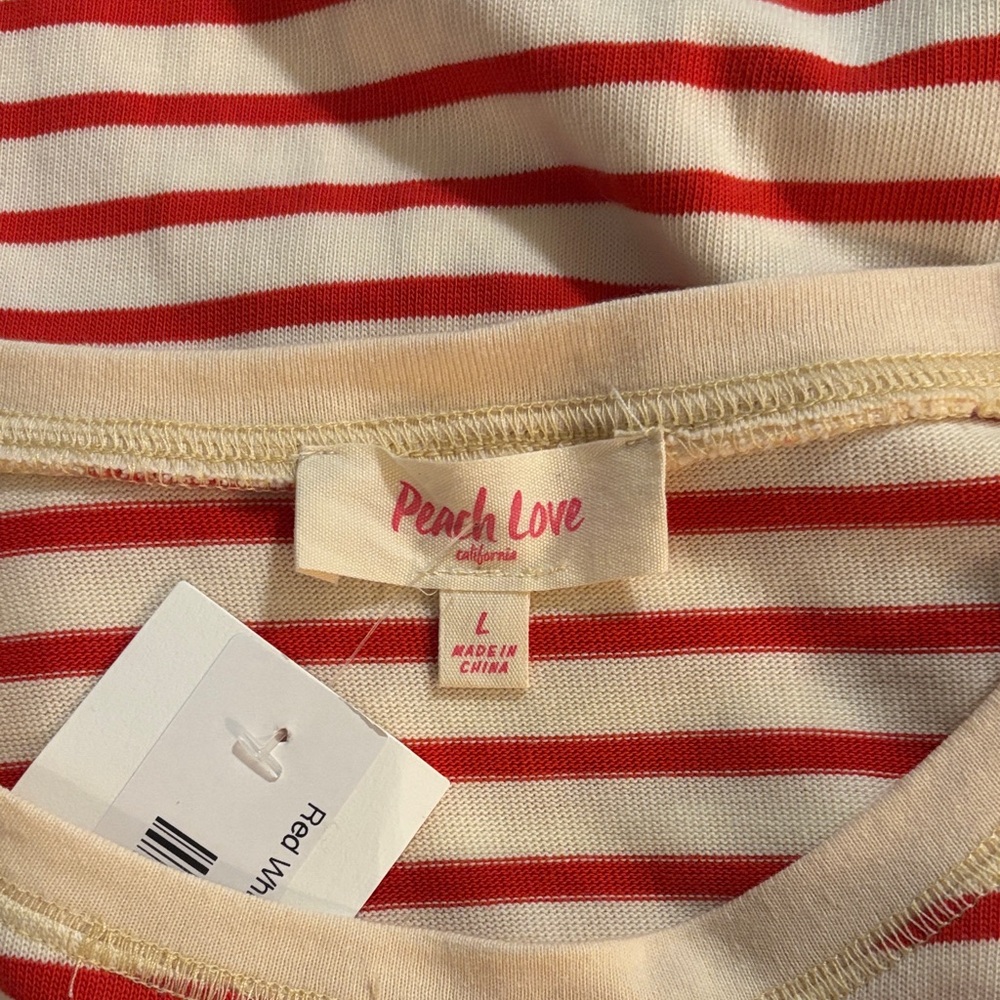 Peach Love California Red and Blue Striped Short Sleeve Tee-NWT - Picture 4 of 6